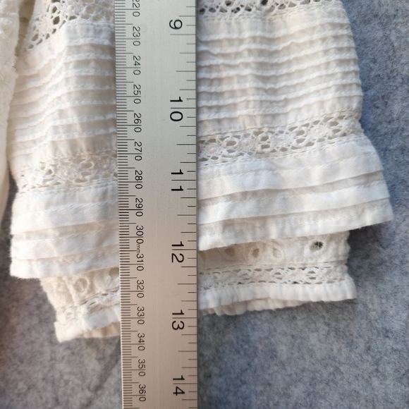 LoveShackFancy Rebecca Eyelet Lace Embroidered Tiered Button Front Midi Dress - Picture 12 of 13